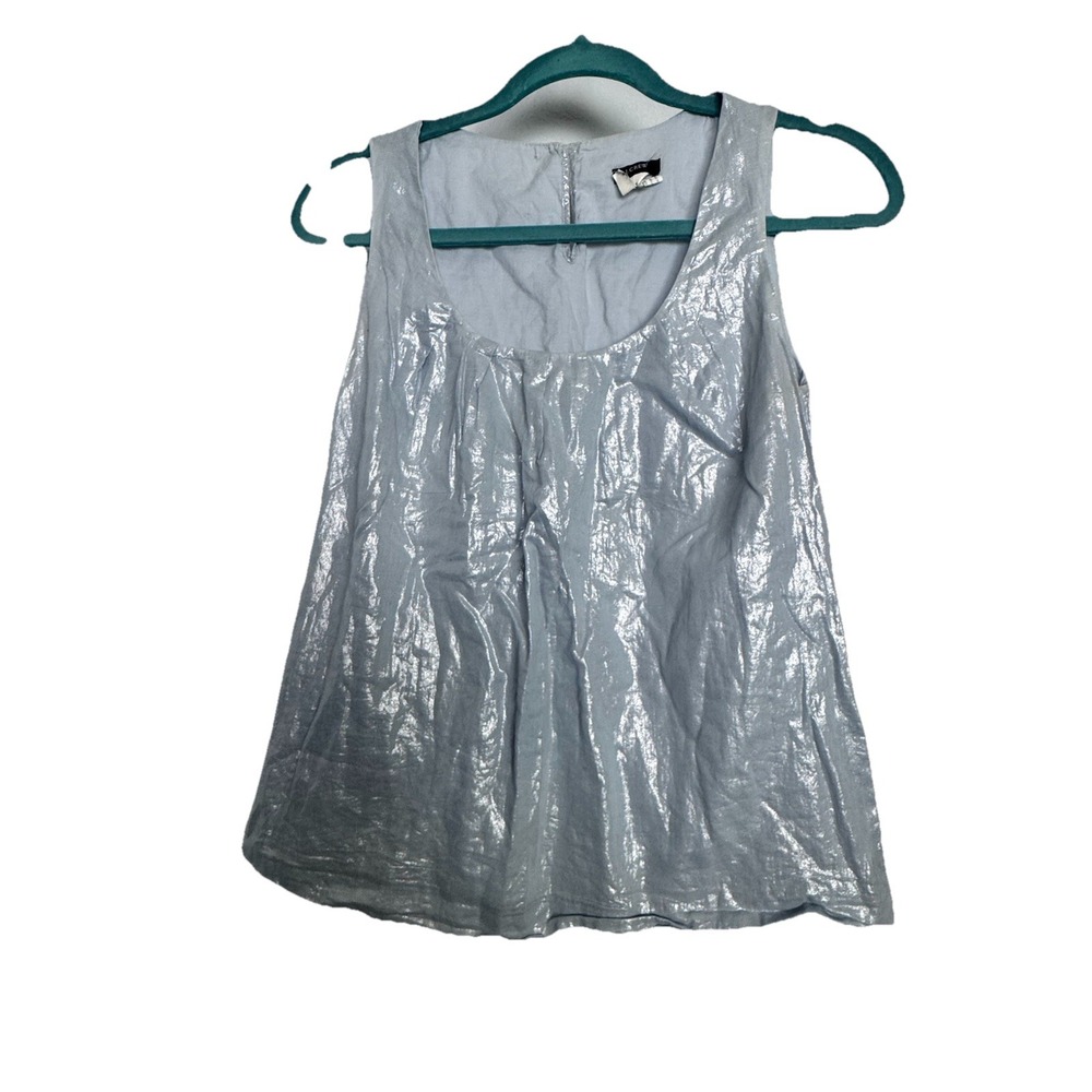 J.Crew Sky Blue Shimmer Whisper Lamé‎ Zoey Sleeveless Top Women's Size 8 Relaxed